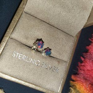 Sterling silver Colorado black opal earrings